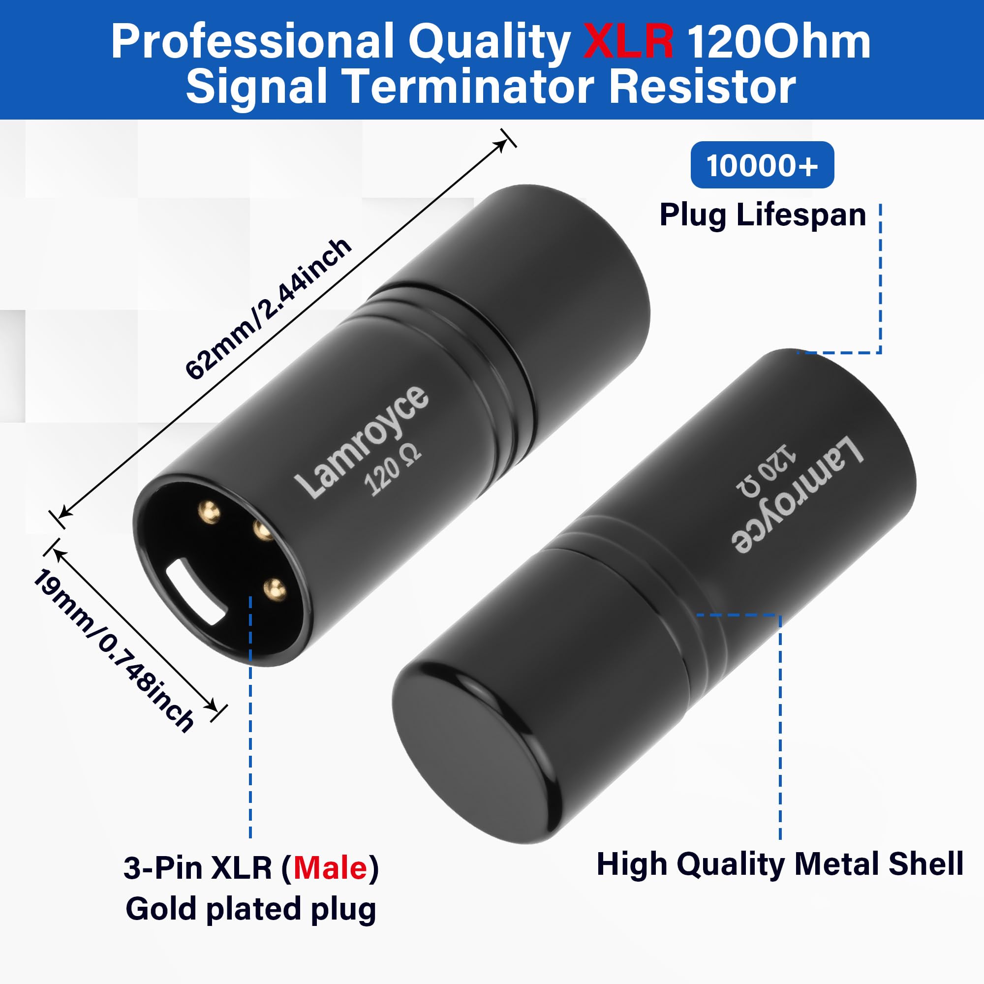 Amazon.com: Lamroyce 3-Pin DMX Terminator,120 Ohm 3-Pin XLR Male